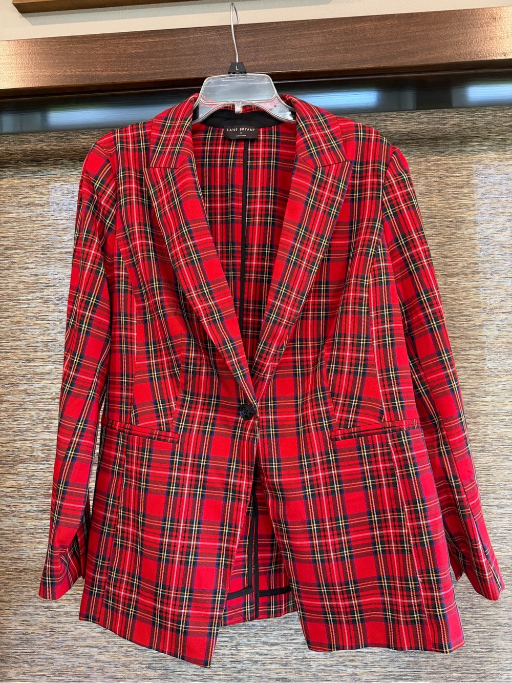 Lane Bryant Red Tartan Single-Button Blazer
